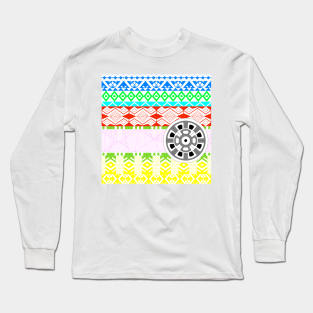 mexican floral wallpaper in totonac folk pattern art in culture graphics Long Sleeve T-Shirt